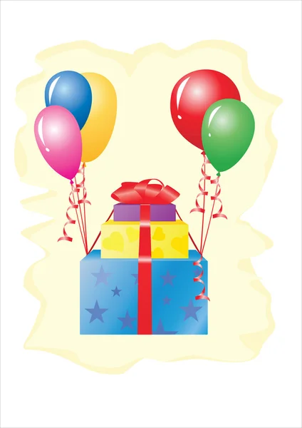 stock vector Gifts are flying on balloons