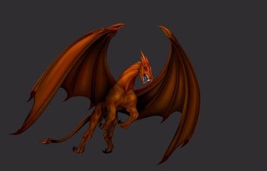 Powerful medieval dragon in flight clipart