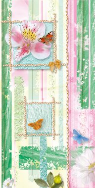 Background with flowers and butterflies clipart