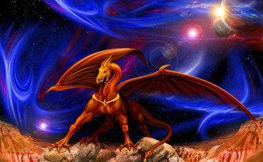Dragon in space clipart