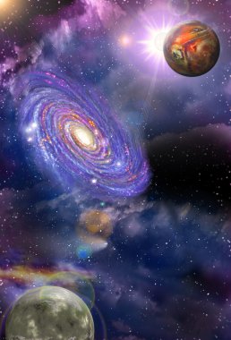 Galaxies and planets clipart