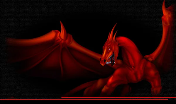 Dragão vermelho em preto — Fotografia de Stock