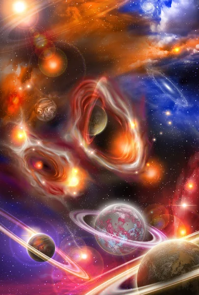 Nebulae and planets in space — Stock Photo, Image