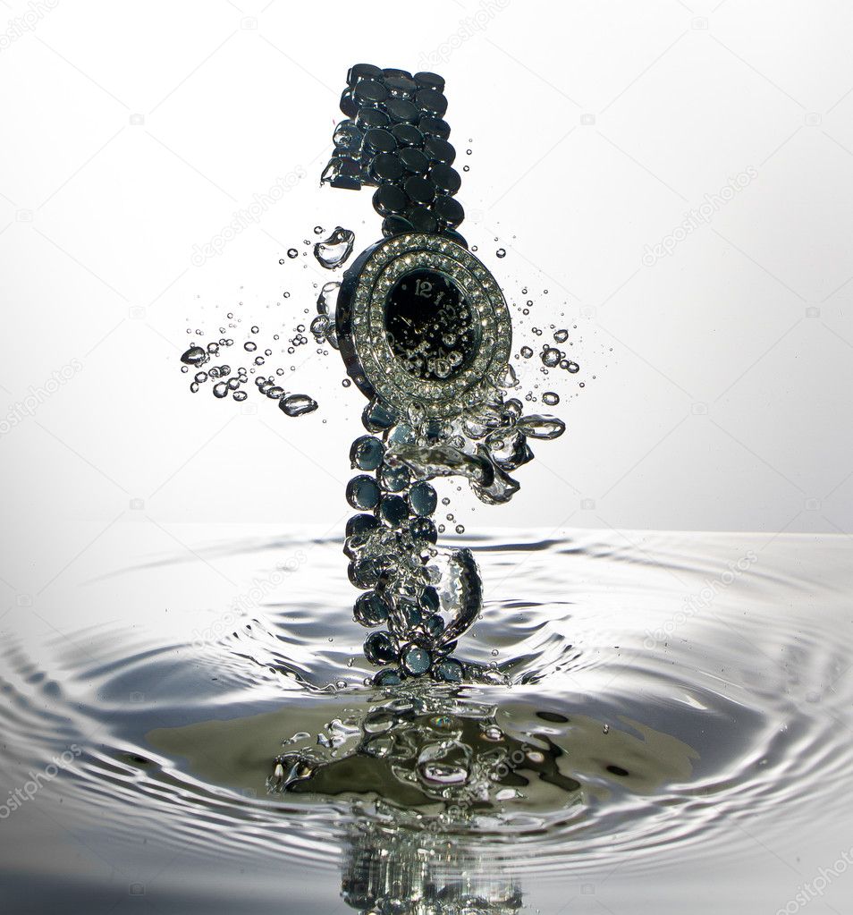 Watch, wristwatch, jewelry with water splash