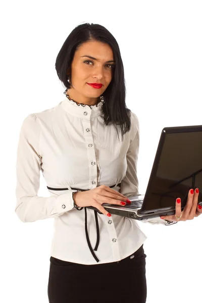 Attraente donna d'affari con laptop — Foto Stock