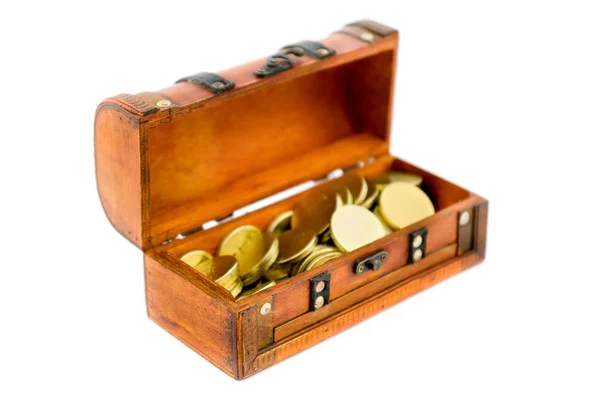 stock image Treasure chest with coins