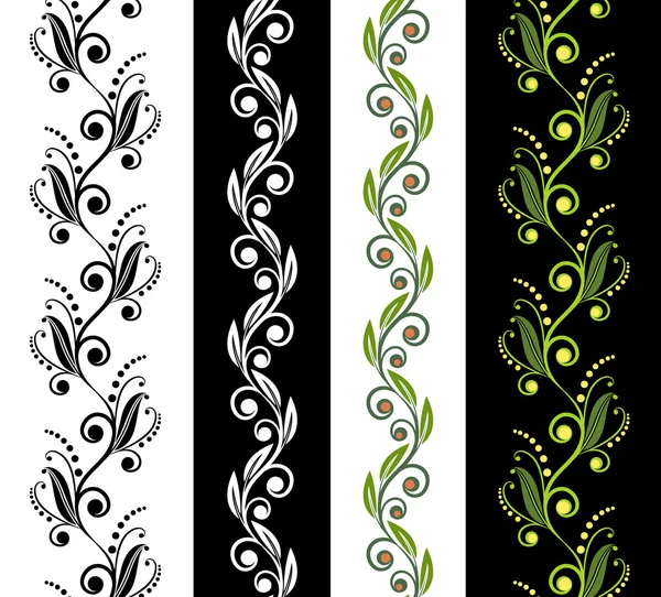 Four seamless floral patterns — Stock Vector