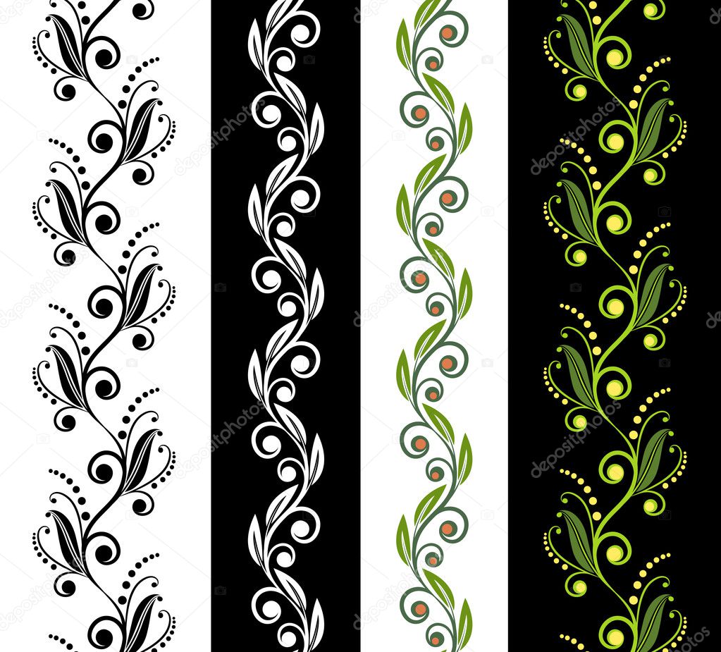 Four seamless floral patterns