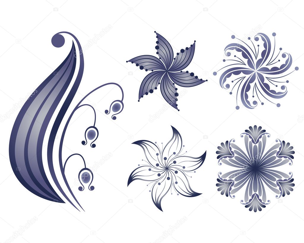 Vector collection of design flowers