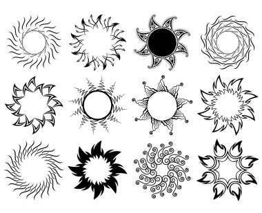 Set of sun symbols