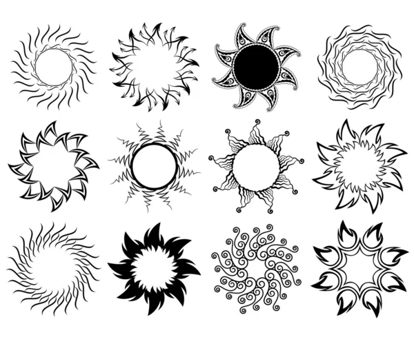 Set di simboli del sole — Vettoriale Stock