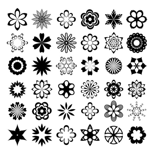 Set of graphical vector flowers