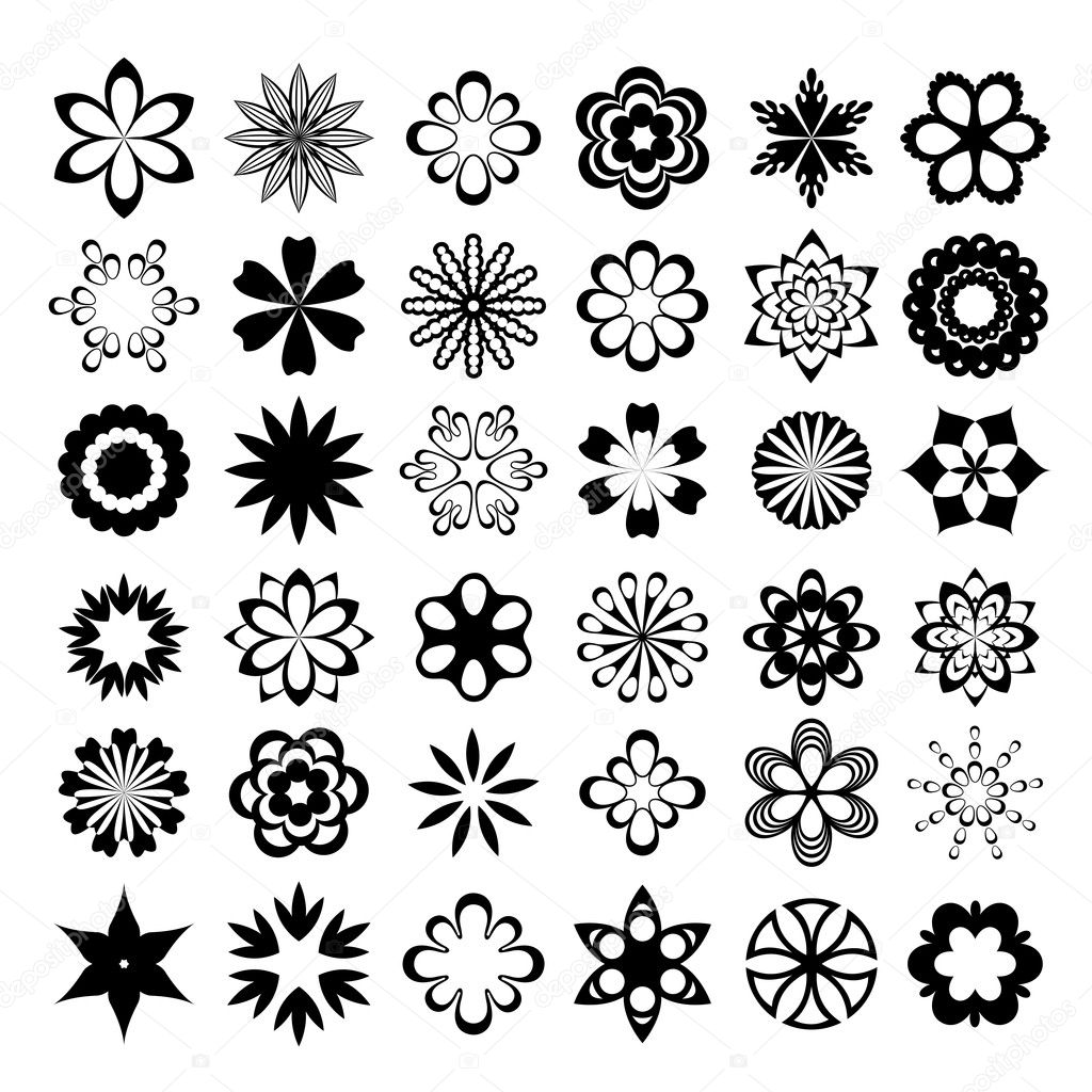 Set of graphical vector flowers — Stock Vector © Zubroffka #9444240