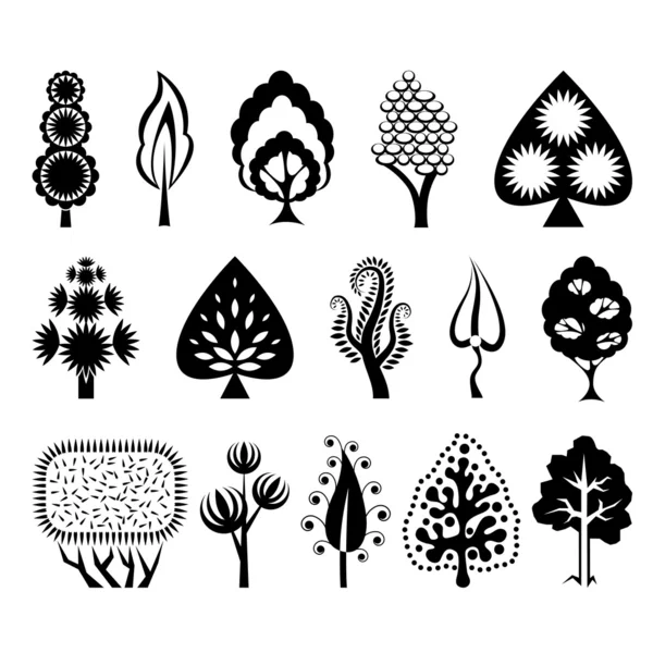 Conjunto de árboles decorativos — Archivo Imágenes Vectoriales