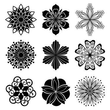 Set of graphic flowers clipart