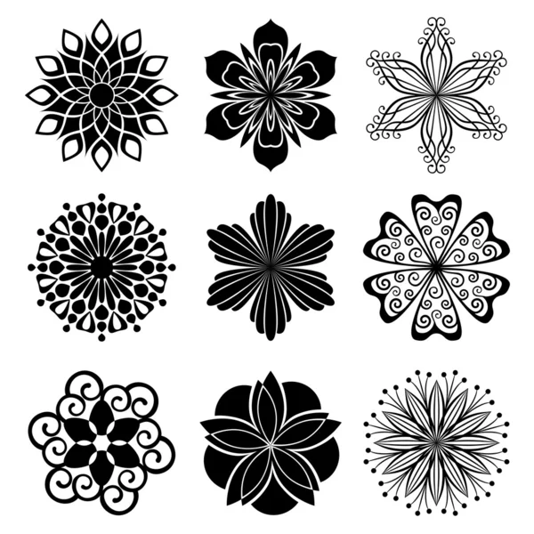 Ensemble de fleurs graphiques — Image vectorielle