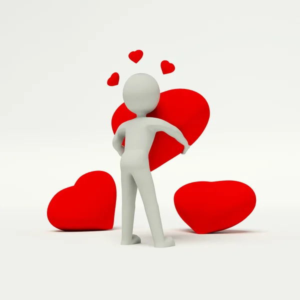 Kärlek med en man omfamnar hjärtat — Stockfoto