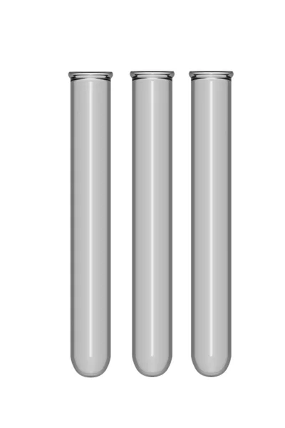 Three isolated test tub isolated on white background — Stock Photo, Image