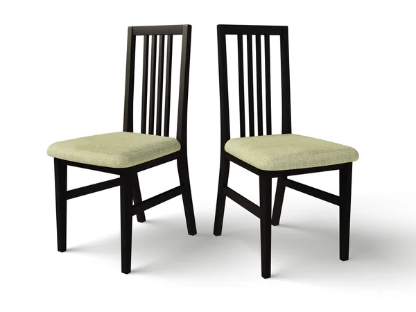 Cadeira de madeira preta com um assento de tecido em um fundo branco — Fotografia de Stock