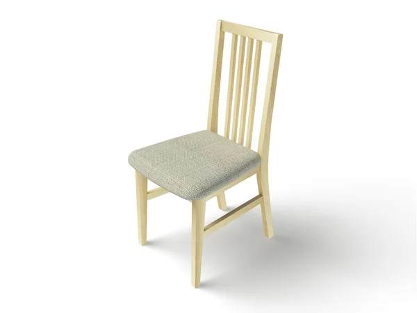 Beyaz zemin üzerinde bir kumaş koltuk ile ahşap sandalye — Stok fotoğraf