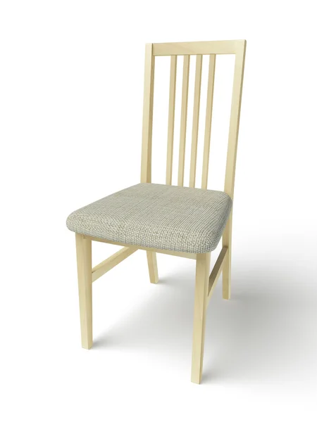 Silla de madera con asiento de tela sobre fondo blanco —  Fotos de Stock