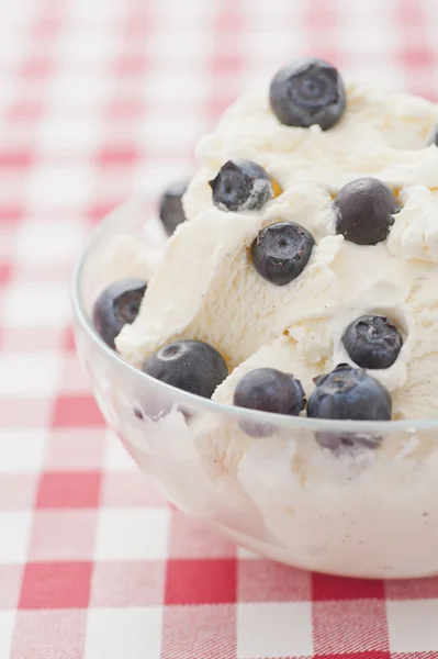 stock image Vanilla icecream and blueberries