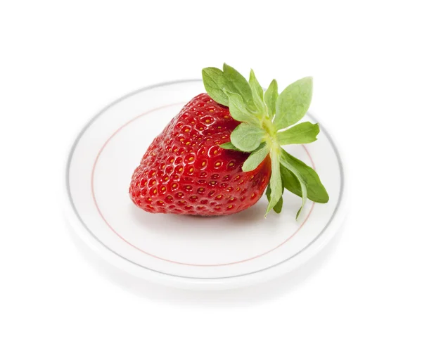 Strawberries on a plate on white isolated background — Stock Photo, Image