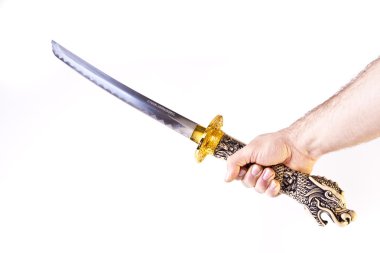 Man's Arm Holding a Katana clipart