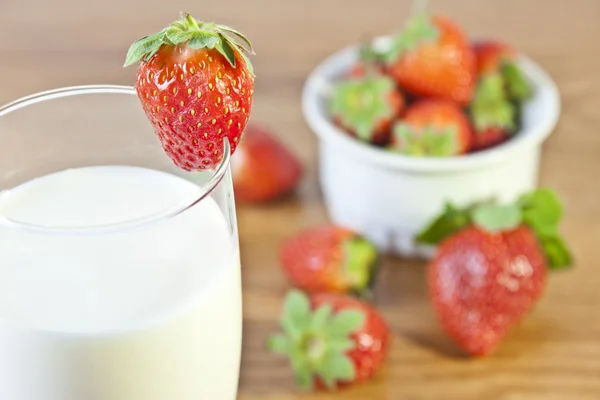 Stock image Strawberries and a Glass of Milk