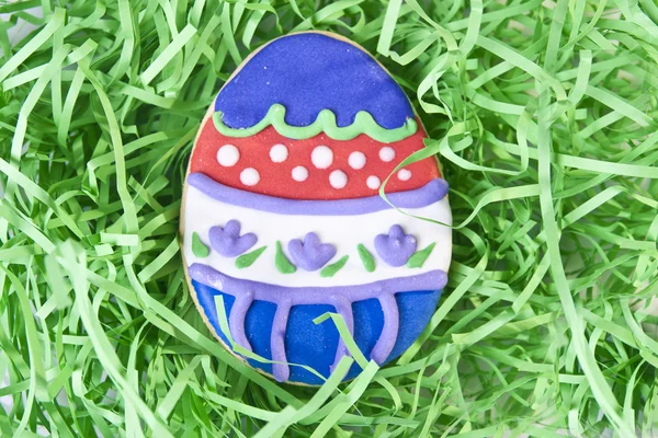 Galleta de huevo de Pascua en hierba — Foto de Stock