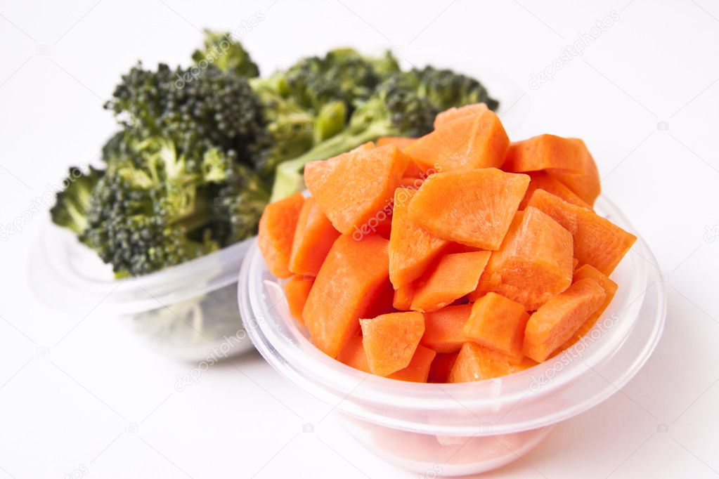 Chopped Vegetables in Plastic Container