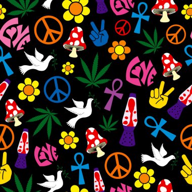 Seamless 60s icons background clipart