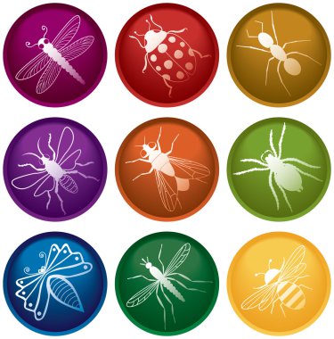 Nine Bug Buttons clipart