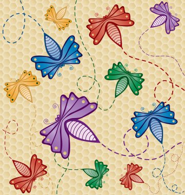 Colorful Flying Bugs clipart