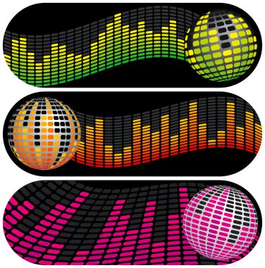 Three Disco Music Banners clipart