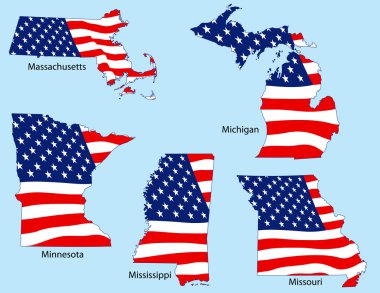 Five States with Flags clipart