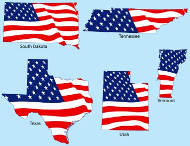 Five States with Flags clipart