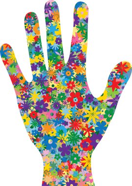 Hand filled with flowers clipart