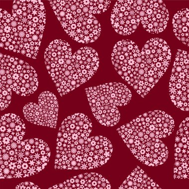 Seamless Tile of Flower Filled Hearts clipart