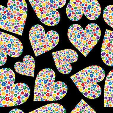 Seamless Tile of Flower Filled Hearts clipart