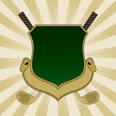 Gold and Green Golf Shield clipart