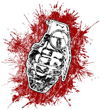 Grenade with splattered blood clipart