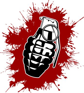 Grenade with splattered blood clipart