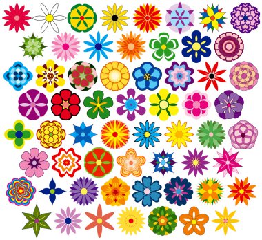 Sixty fabulous flowers clipart