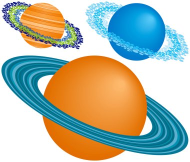 Three Planets with Rings clipart