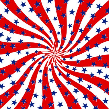 Red White and Blue Stars on Swirl Background clipart