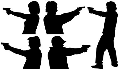 Gun Shooting Silhouettes clipart