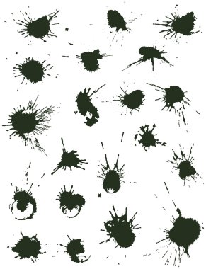 20 Unique Hand Drawn Ink Blots clipart