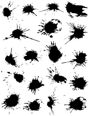 19 Unique Hand Drawn Ink Blots clipart