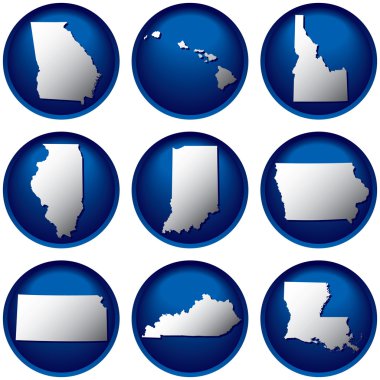Nine United States Buttons clipart